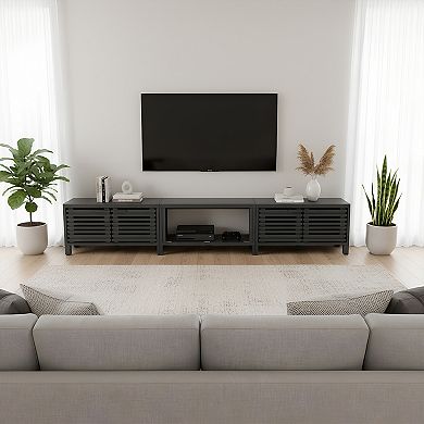 115" Modern Black Modular TV Stand with Storage Fits TVs up to 120"