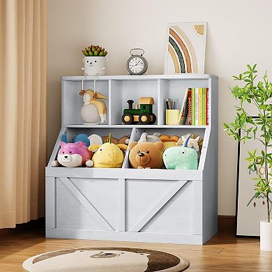 5-Compartment Kids' Toy & Book Storage Organizer for Playroom, Nursery, Bedroom