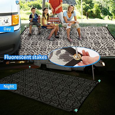 RV Camping Mat 9'×12' Foldable Reversible Mat