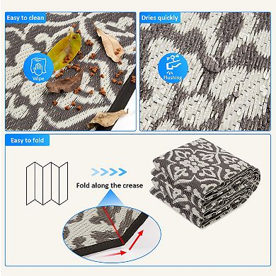 RV Camping Mat 9'×12' Foldable Reversible Mat