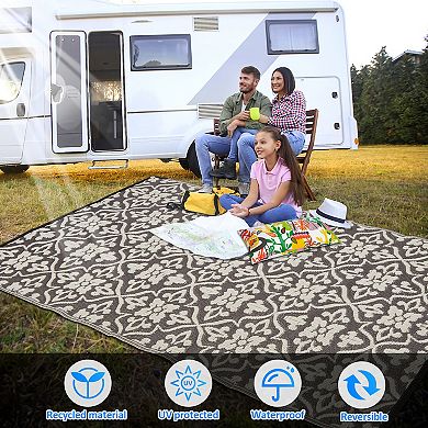 RV Camping Mat 9'×12' Foldable Reversible Mat