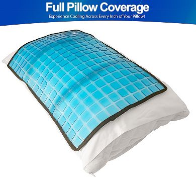 Cooling Gel Pillow Pad with Freezer Safe Cells & Elastic Straps, Breathable Mesh 23.5x15 Inch