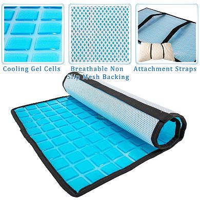 Cooling Gel Pillow Pad with Freezer Safe Cells & Elastic Straps, Breathable Mesh 23.5x15 Inch