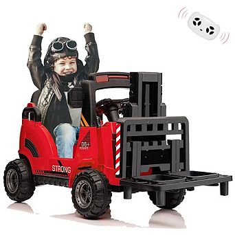 12V Kids Ride On Forklift Remote Control Liftable Fork Realistic Sounds 2 Speed Low Power