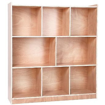 Mobile 8-Shelf Wooden Bookcase with Casters & Storage Boxes, Easy-Clean Montessori Organizer