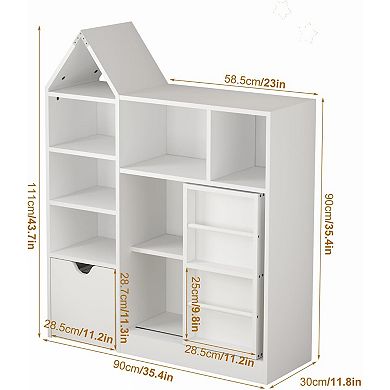 43.7" Kids' Toy Storage & Bookshelf Unit with Drawers & Cubbies for Home or Classroom