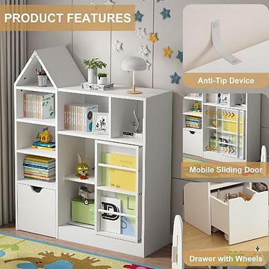 43.7" Kids' Toy Storage & Bookshelf Unit with Drawers & Cubbies for Home or Classroom