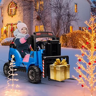 12V Kids Ride On Forklift Remote Control Liftable Fork Realistic Sounds 2 Speed Low Power