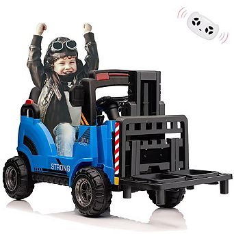 12V Kids Ride On Forklift Remote Control Liftable Fork Realistic Sounds 2 Speed Low Power