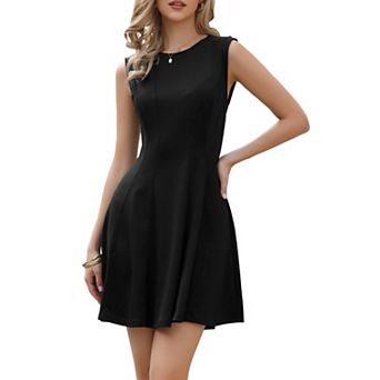 Sleeveless Dress for Women Casual Crew Neck A Line Swing Mini Tank Dresses