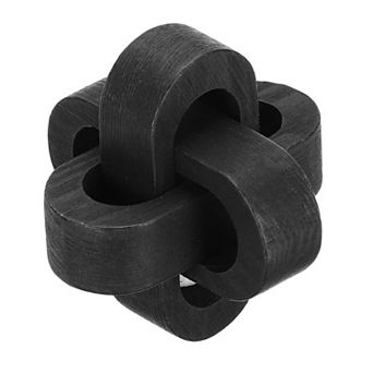 Wood Knot Decor, 3.5" Chain Link Home Desktop Ornaments Hand Carved Farmhouse Decor Rounded Square