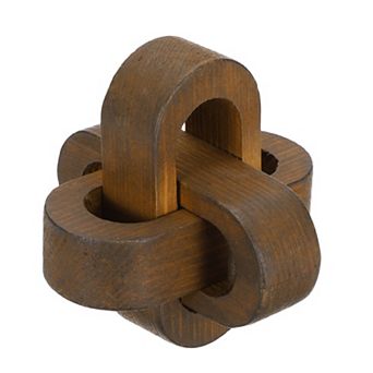 Wood Knot Decor, 3.5" Chain Link Home Desktop Ornaments Hand Carved Farmhouse Decor Rounded Square