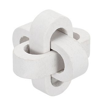 Wood Knot Decor, 3.5" Chain Link Home Desktop Ornaments Hand Carved Farmhouse Decor Rounded Square