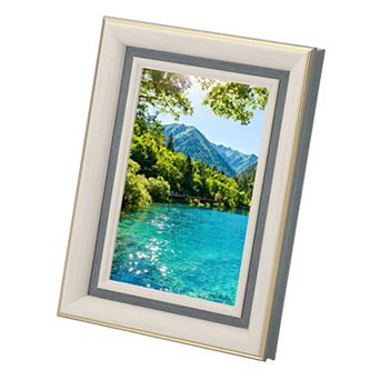 Rectangle Photo Frame, 7.8"x5.9"x0.87" Resin Photo Frame Tabletop Display for Decor, Textured White