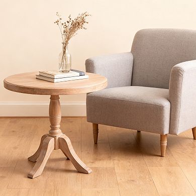 23.6'' Round Wooden End Table with Adjustable Stands 24.4'' and 28.4''