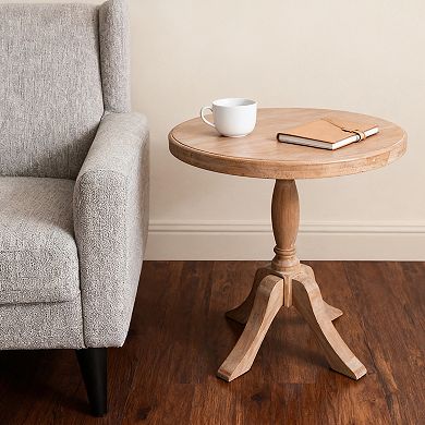 23.6'' Round Wooden End Table with Adjustable Stands 24.4'' and 28.4''