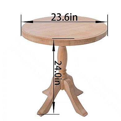 23.6'' Round Wooden End Table with Adjustable Stands 24.4'' and 28.4''
