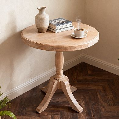 23.6'' Round Wooden End Table with Adjustable Stands 24.4'' and 28.4''