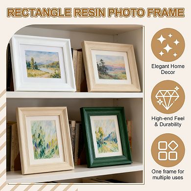 Rectangle Photo Frame, 11.8"x9.9"x0.94" Resin Photo Frame Tabletop Display for Decor, Textured White