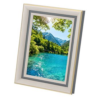 Rectangle Photo Frame, 8.9"x6.9"x0.94" Resin Photo Frame Tabletop Display for Decor, Textured White