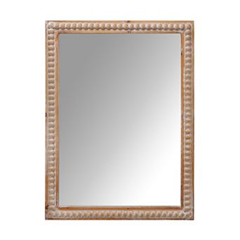 20 x 30 inch Farmhouse Rectangle Wood Beaded Frame Wall Mirror for Living Room Bathroom