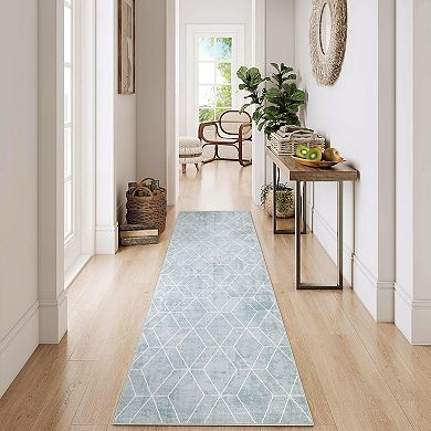 Geometric Washable Area Rugs Floor Cover,Stain Resistant Easy Cleaning Throw Carpet