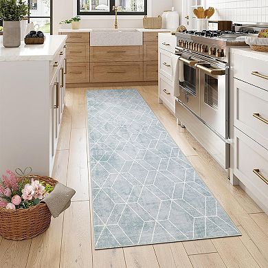 Geometric Washable Area Rugs Floor Cover,Stain Resistant Easy Cleaning Throw Carpet