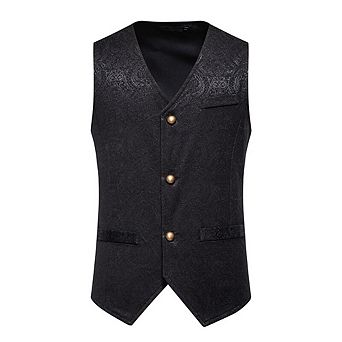 Retro Floral Men's Casual Vest Plus Size Loose Fit Printed Sleeveless Jacket for Party Vacation