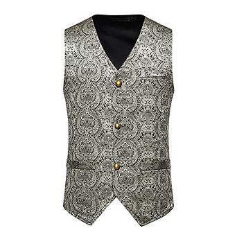 Retro Floral Men's Casual Vest Plus Size Loose Fit Printed Sleeveless Jacket for Party Vacation