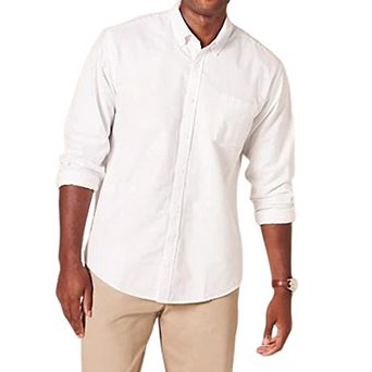 Versatile Men's Oxford Long Sleeve Shirt Regular Fit with Pocket Comfortable Casual Wear