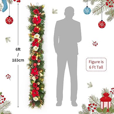 6Ft Pre-Lit Christmas Garland with 20 LED Lights