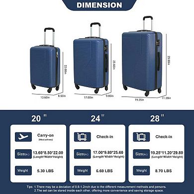 7-Piece Lightweight Luggage Set with Spinner Wheels and TSA Lock