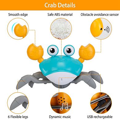 Crawling Crab Baby Toy with Music & LED Lights Interactive Walking & Dancing