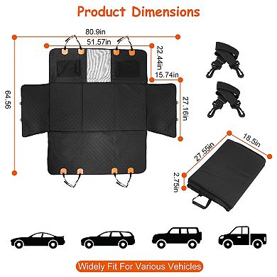 Dog Car Back Seat Cover Waterproof 600D Oxford with Mesh Window