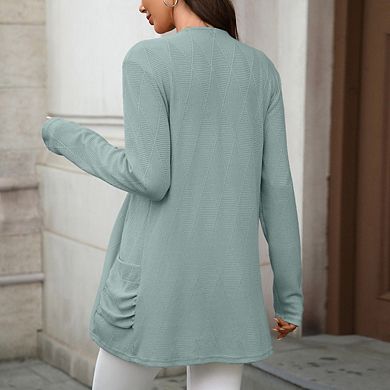 Women Cardigan Sweaters Casual Long Sleeve Open Front Knit Long Cardigans with Pockets