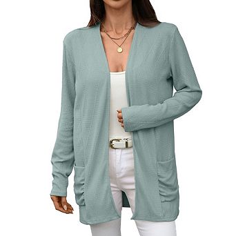 Women Cardigan Sweaters Casual Long Sleeve Open Front Knit Long Cardigans with Pockets