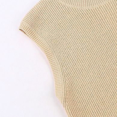 Women's Ribbed Turtleneck Sleeveless Sweater Vest Knit Top
