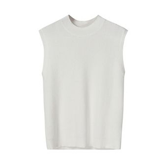 Women's Ribbed Turtleneck Sleeveless Sweater Vest Knit Top