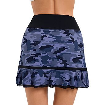 Women's Tennis Skirt Ruffled Hem High-Waist Athletic Skirt