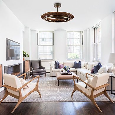 33" Farmhouse Gunmetal Silver Rattan Ceiling Fan with LED Light and Remote