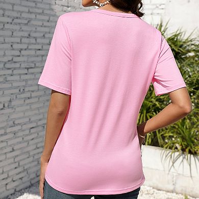 Women's Maternity Top V Neck Short Sleeve Button Front Pregnancy Shirt for Casual Daily Wear