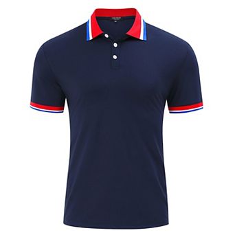 Men's Button Collar Short Sleeve Polo Shirt Summer Casual Everyday Athletic Top Workout Golf T-Shirt