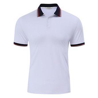 Men's Button Collar Short Sleeve Polo Shirt Summer Casual Everyday Athletic Top Workout Golf T-Shirt