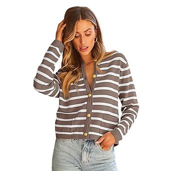 Women's Knit Cardigan Long Sleeve Button Front Sweater