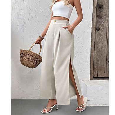 Women's Split Hem Wide Leg Pants Comfort Work Pants