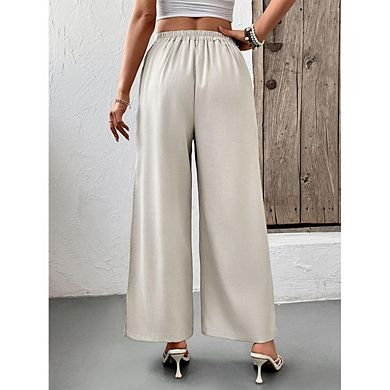 Women's Split Hem Wide Leg Pants Comfort Work Pants