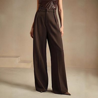 Women's Drapey Wide Leg Pants High Waisted Solid Work Pants