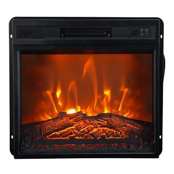 iHomeadore 24" Modern Black Electric Fireplace Heater with Remote and LED Flame Effect
