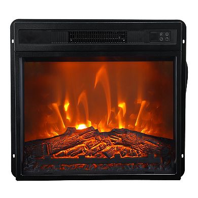 24" Modern Black Insert Electric Fireplace Heater with Remote and Realistic LED Flames