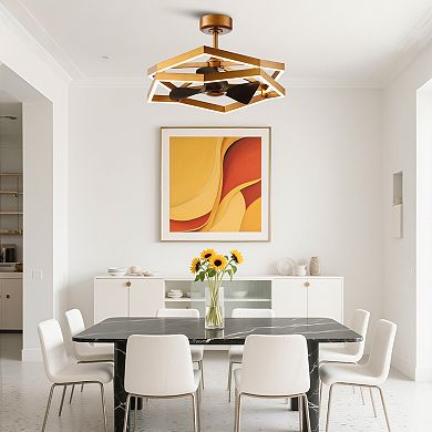 31" Antique Gold Unique Ceiling Fan with LED Light and Remote